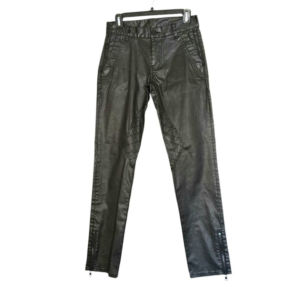 A/X Armani Exchange Moto Biker Coated Straight Leg Jeans Womens Sz 28 Black